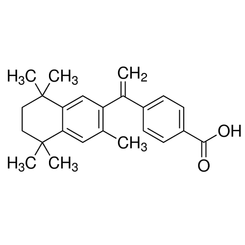 Chemical structure of Bexarotene (SIH-535), a Retinoid RXR agonist. CAS #: 153559-49-0. Molecular Formula: C24H28O2. Molecular Weight: 348.5 g/mol.