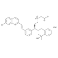 Chemical structure of Montelukast sodium (SIH-538), a Leukotriene CysLT1 antagonist. CAS #: 151767-02-1. Molecular Formula: C35H35ClNO3S • Na. Molecular Weight: 608.2 g/mol.