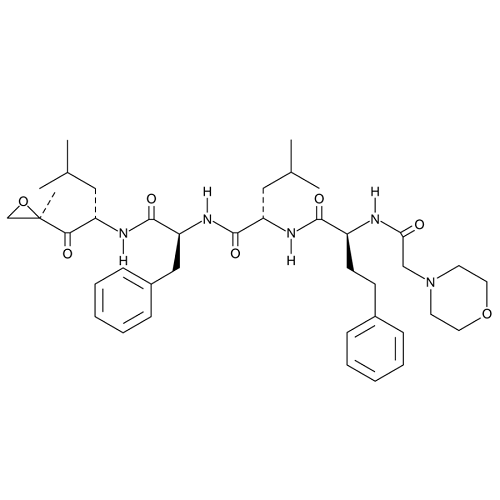 Chemical structure of Carfilzomib (SIH-544), a 20S Proteasome inhibitor. CAS #: 868540-17-4. Molecular Formula: C40H57N5O7. Molecular Weight: 719.9 g/mol.