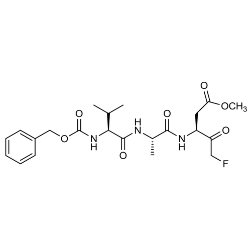 Chemical structure of Z-VAD-FMK (SIH-557), a Pan-specific caspase inhibitor. CAS #: 187389-52-2. Molecular Formula: C22H30FN3O7. Molecular Weight: 467.49 g/mol.