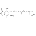 Chemical structure of Mycophenolate mofetil (SIH-568), a Inosine monophosphate dehydrogenase inhibitor. CAS #: 128794-94-5. Molecular Formula: C23H31NO7. Molecular Weight: 433.5 g/mol.