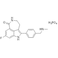 Chemical structure of Rucaparib phosphate (SIH-580), a PARP Inhibitor. CAS #: 459868-92-9. Molecular Formula: C19H18FN3O * H3PO4. Molecular Weight: 421.4 g/mol.