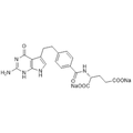 Chemical structure of Pemetrexed Disodium Heptahydrate (SIH-583), a folate-dependent enzyme inhibitor. CAS #: 357166-29-1. Molecular Formula: C20H19N5Na2O6 [7H2O]. Molecular Weight: 597.5 g/mol.