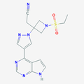 Chemical structure of Baricitinib (SIH-587), a Kinase inhibitor (pan-specific). CAS #: 1187594-09-7. Molecular Formula: C16H17N7O2S. Molecular Weight: 371.4 g/mol.