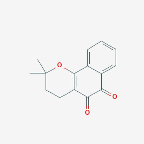 Chemical structure of Beta-Lapachone (SIH-589), a DNA topoisomerase I inhibitor. CAS #: 4707-32-8. Molecular Formula: C15H14O3. Molecular Weight: 242.3 g/mol.