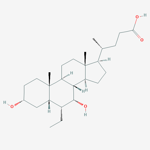 Chemical structure of 6-ECDCA (SIH-590), a FXR Agonist. CAS #: 459789-99-2. Molecular Formula: C26H44O4. Molecular Weight: 420.6 g/mol.