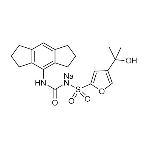 Chemical structure of MCC-950 (SIH-604), a NLRP3 inflammasome activation inhibitor. CAS #: 256373-96-3. Molecular Formula: C20H23N2O5S ∙ Na. Molecular Weight: 426.5 g/mol.
