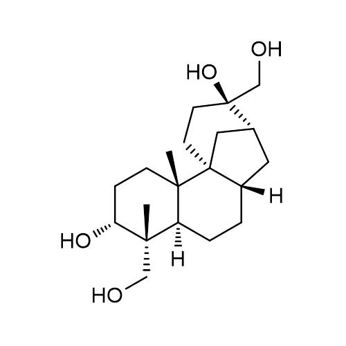 Chemical structure of Aphidicolin (SIH-605), a DNA polymerase inhibitor. CAS #: 38966-21-1. Molecular Formula: C20H34O4. Molecular Weight: 338.5 g/mol.