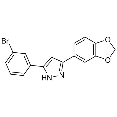 Chemical structure of Anle138b (SIH-607), a Synuclein aggregation inhibitor. CAS #: 882697-00-9. Molecular Formula: C16H11BrN2O2. Molecular Weight: 343.2 g/mol.
