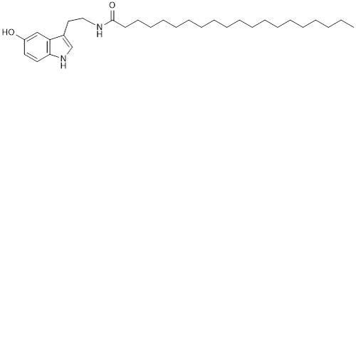 Chemical structure of Eicosanoyl-5-hydroxytryptamide (SIH-615), a A neuroprotective natural product found in coffee. CAS #: N/A. Molecular Formula: C30H50N2O2  . Molecular Weight: 470.7 g/mol.