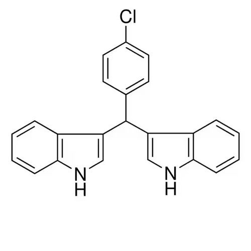 Chemical structure of C-Dim 12 (SIH-616), a Displays neuroprotective activity in a mouse model of progressive neurodegeneration. CAS #: 178946-89-9. Molecular Formula: C23H17ClN2. Molecular Weight: 356.9 g/mol.
