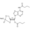Chemical structure of Dibutyryl-cAMP (SIH-632), a Activates PKA. CAS #: 16980-89-5. Molecular Formula: C18H23N5O8P • Na. Molecular Weight: 491.4 g/mol.
