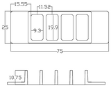 4 Chambered Cover Glass – C4SB-1.5H dimension drawing, 75 x 25 mm standard base