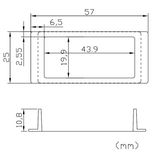 1 Chambered Cover Glass – C1-1.5H-N dimension drawing, 57 x 25 mm base