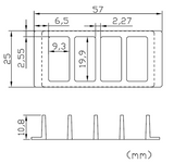 4 Chambered Cover Glass – C4-1.5H-N and C4-1.5P dimension drawing, 57 x 25 mm base