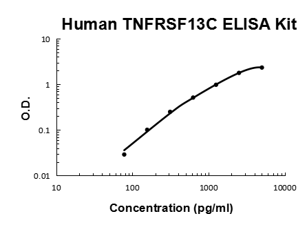 Human TNFRSF13C PicoKine ELISA Kit standard curve