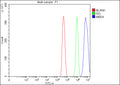 Flow Cytometry analysis of C2C12 cells using anti-Mbd4 antibody. Overlay histogram showing C2C12 cells stained with (Blue line). To facilitate intracellular staining, cells were fixed with 4% paraformaldehyde and permeabilized with permeabilization buffer. The cells were blocked with 10% normal goat serum. And then incubated with rabbit anti-Mbd4 antibody (1 ug/million cells) for 30 min at 20oC.