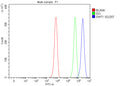 Flow Cytometry analysis of K562 cells using anti-SWT1 antibody. Overlay histogram showing K562 cells stained with (Blue line). To facilitate intracellular staining, cells were fixed with 4% paraformaldehyde and permeabilized with permeabilization buffer. The cells were blocked with 10% normal goat serum. And then incubated with rabbit anti-SWT1 antibody (1 ug/million cells) for 30 min at 20oC.