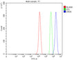 Flow Cytometry analysis of U937 cells using anti-DRD5 antibody. Overlay histogram showing U937 cells stained with (Blue line). The cells were fixed with 4% paraformaldehyde and blocked with 10% normal goat serum. And then incubated with rabbit anti-DRD5 antibody (1 ug/million cells) for 30 min at 20oC. DyLight 488 conjugated goat anti-rabbit IgG (5-10 ug/million cells) was used as secondary antibody for 30 min at 20oC.
