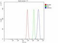 Flow Cytometry analysis of Caco-2 cells using anti-ARID3A antibody. Overlay histogram showing Caco-2 cells stained with (Blue line). To facilitate intracellular staining, cells were fixed with 4% paraformaldehyde and permeabilized with permeabilization buffer. The cells were blocked with 10% normal goat serum. And then incubated with rabbit anti-ARID3A antibody (1 ug/million cells) for 30 min at 20oC.