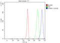 Flow Cytometry analysis of K562 cells using anti-K562 cells antibody. Overlay histogram showing K562 cells stained with (Blue line). To facilitate intracellular staining, cells were fixed with 4% paraformaldehyde and permeabilized with permeabilization buffer. The cells were blocked with 10% normal goat serum. And then incubated with rabbit anti-K562 cells antibody (1 ug/million cells) for 30 min at 20oC.
