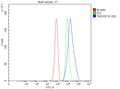 Flow Cytometry analysis of HepG2 cells using anti-TNFRSF19 antibody. Overlay histogram showing HepG2 cells stained with (Blue line). The cells were fixed with 4% paraformaldehyde and blocked with 10% normal goat serum. And then incubated with rabbit anti-TNFRSF19 antibody (1 ug/million cells) for 30 min at 20oC. DyLight 488 conjugated goat anti-rabbit IgG (5-10 ug/million cells) was used as secondary antibody for 30 min at 20oC.