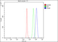 Flow Cytometry analysis of SH-SY5Y cells using anti-ITGA9 antibody. Overlay histogram showing SH-SY5Y cells stained with (Blue line). The cells were fixed with 4% paraformaldehyde and blocked with 10% normal goat serum. And then incubated with rabbit anti-ITGA9 antibody (1 ug/million cells) for 30 min at 20oC. DyLight 488 conjugated goat anti-rabbit IgG (5-10 ug/million cells) was used as secondary antibody for 30 min at 20oC.