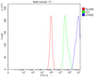 Flow Cytometry analysis of K562 cells using anti-LPAR5 antibody. Overlay histogram showing K562 cells stained with (Blue line). The cells were fixed with 4% paraformaldehyde and blocked with 10% normal goat serum. And then incubated with rabbit anti-LPAR5 antibody (1 ug/million cells) for 30 min at 20oC. DyLight 488 conjugated goat anti-rabbit IgG (5-10 ug/million cells) was used as secondary antibody for 30 min at 20oC.