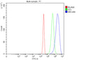 Flow Cytometry analysis of Neuro2a cells using anti-NRCAM antibody. Overlay histogram showing Neuro2a cells stained with (Blue line). The cells were fixed with 4% paraformaldehyde and blocked with 10% normal goat serum. And then incubated with rabbit anti-NRCAM antibody (1 ug/million cells) for 30 min at 20oC. DyLight 488 conjugated goat anti-rabbit IgG (5-10 ug/million cells) was used as secondary antibody for 30 min at 20oC.