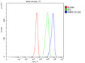 Flow Cytometry analysis of HEL cells using anti-NME8 antibody. Overlay histogram showing HEL cells stained with (Blue line). To facilitate intracellular staining, cells were fixed with 4% paraformaldehyde and permeabilized with permeabilization buffer. The cells were blocked with 10% normal goat serum. And then incubated with rabbit anti-NME8 antibody (1 ug/million cells) for 30 min at 20oC.