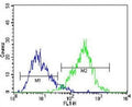 CD138 antibody flow cytometric analysis of U266 cells (right histogram) compared to a negative control (left histogram). Alexa Fluor 488-conjugated donkey anti-mouse lgG secondary Ab was used for the analysis