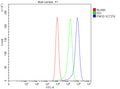Flow Cytometry analysis of Caco-2 cells using anti-FMOD antibody. Overlay histogram showing Caco-2 cells stained with (Blue line). The cells were fixed with 4% paraformaldehyde and blocked with 10% normal goat serum. And then incubated with rabbit anti-FMOD antibody (1 ug/million cells) for 30 min at 20oC. DyLight 488 conjugated goat anti-rabbit IgG (5-10 ug/million cells) was used as secondary antibody for 30 min at 20oC.