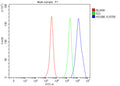Flow Cytometry analysis of Hela cells using anti-HOXB6 antibody. Overlay histogram showing Hela cells stained with (Blue line). To facilitate intracellular staining, cells were fixed with 4% paraformaldehyde and permeabilized with permeabilization buffer. The cells were blocked with 10% normal goat serum. And then incubated with rabbit anti-HOXB6 antibody (1 ug/million cells) for 30 min at 20oC.