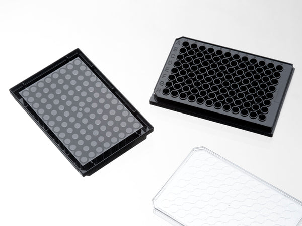 96 Well Glass Bottom Plates – P96-0-N, P96-1-N, P96-1.5H-N and P96-1.5P, 96-well plate, black frame