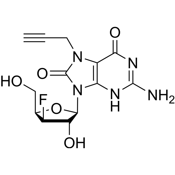 7,8-Dihydro-8-oxo-7-propargyl-3'-deoxy-3'-fluoro-xylo-guanosine – Figure 1 of 1