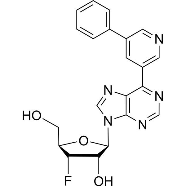 9-(3-Deoxy-3-fluoro-β-D-ribofuranosyl)-6-(5-phenylpyridin-3-yl)purine – Figure 1 of 1